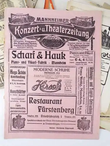 Konvolut Mannheim Theater Programme Plakate Aushänge um 1910