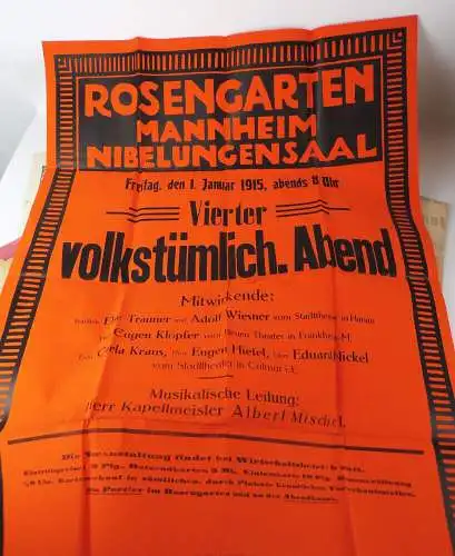 Konvolut Mannheim Theater Programme Plakate Aushänge um 1910