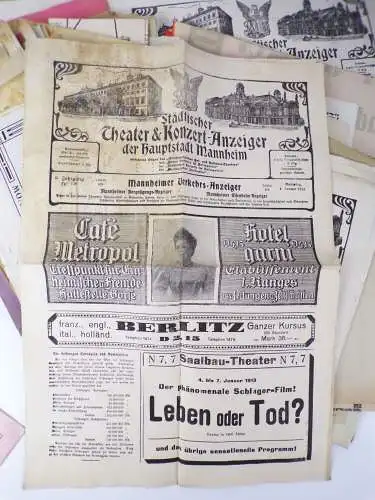 Konvolut Mannheim Theater Programme Plakate Aushänge um 1910