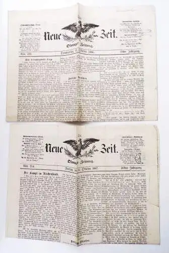 2 x Ölmütz Die Neue Zeit 1866 1867 Antike Zeitung