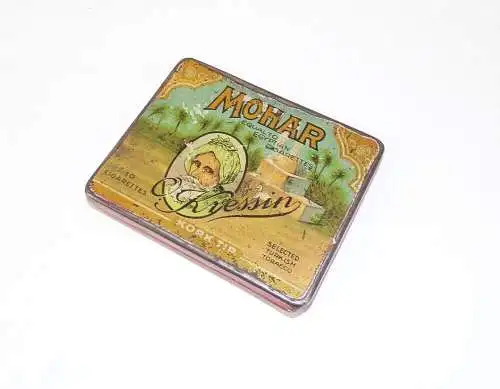 Alte Mohar Blechdose Zigaretten 10er lithografiert um 1900 