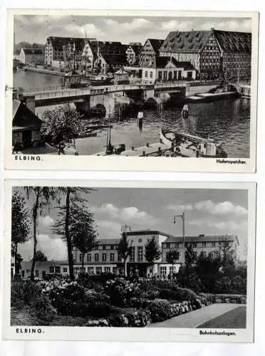 2 x Ak Elbing Bahnhofsanlagen Hafenspeicher 1939 Ostpreußen Elbląg