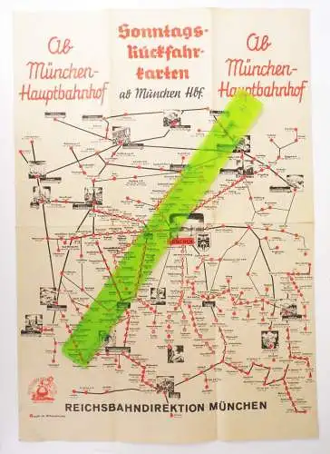 Schienennetz Plan Reichsbahn Direktion München 1930 er Eisenbahn