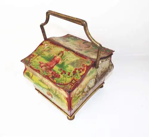 Antike Blechdose Huntley Palmers Ltd Biskuit Kekse um 1900 lithografierte Box 