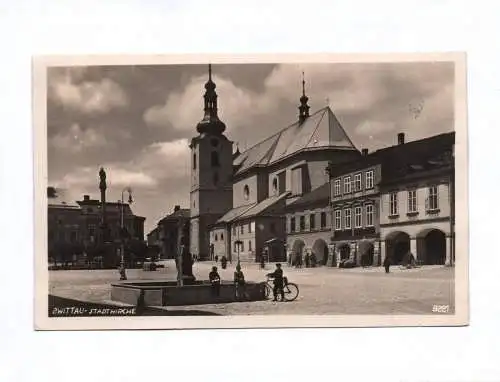 Foto Ak Zwittau Stadtkirche 1920 Böhmen
