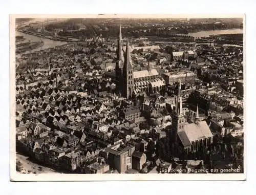Foto Ak Lübeck vom Flugzeug aus gesehen 1941