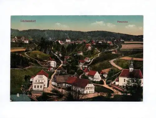 Künstler Ak Lückendorf Panorama Gasthof Kirche Gesamtansicht