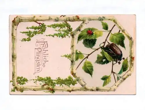 Künstler Ak Fröhliche Pfingsten 1914 Marienkäfer Käfer