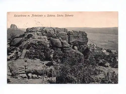 Ak Kaiserkrone mit Zirkelstein und Schöna Sächsische Schweiz 1927