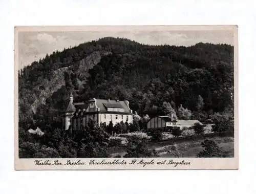 Ak Wartha Bezirk Breslau Ursulinerkloster St. Angela mit Bergsturz 1943 Feldpost