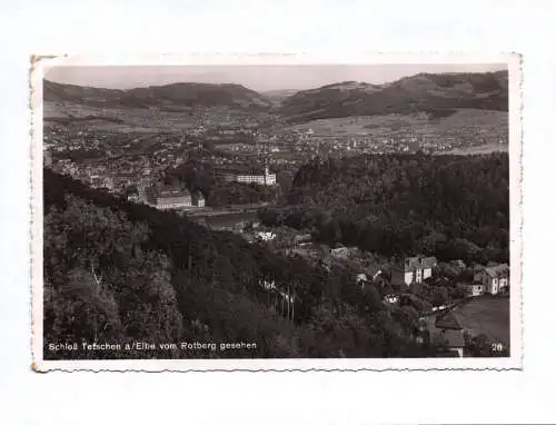 Foto Ak Schloß Tetschen an der Elbe vom Rotberg gesehen 1941