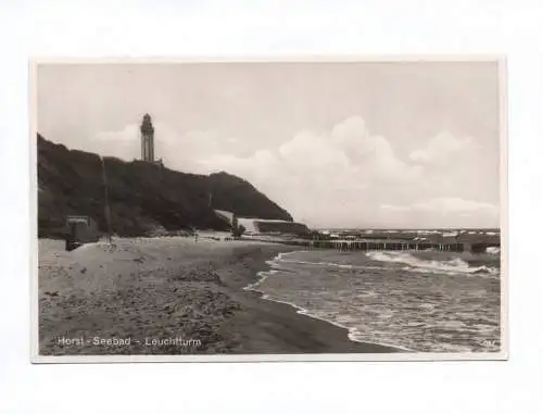 Foto Ak Horst Seebad Strand Leuchtturm Pommern