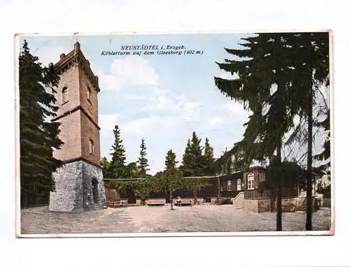 Künstler Ak Neustädtel im Erzgebirge Köhlerturm auf dem Gleesberg 1930
