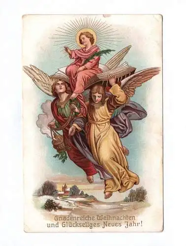 Künstler Ak Gnadenreiche Weihnachten und Glückseliges Neues Jahr 1912 Engel