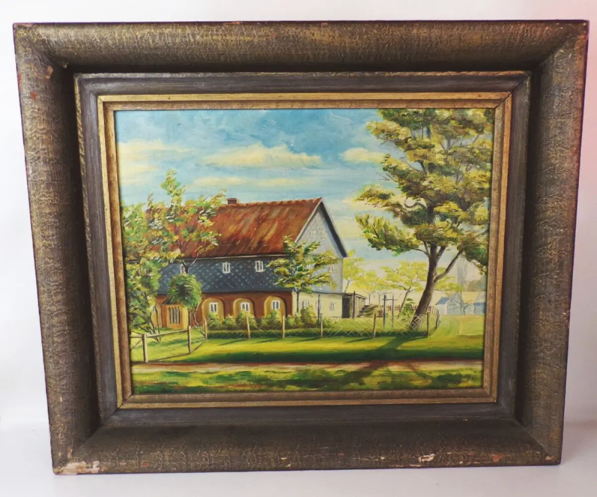 Ölgemälde Oberlausitz Umgebindehaus Fachwerkhaus Hummel  0