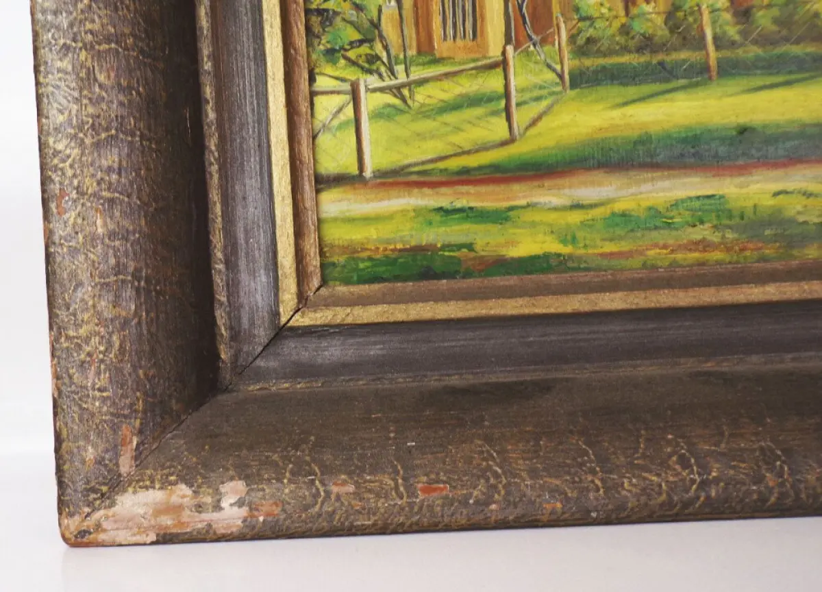 Ölgemälde Oberlausitz Umgebindehaus Fachwerkhaus Hummel  1