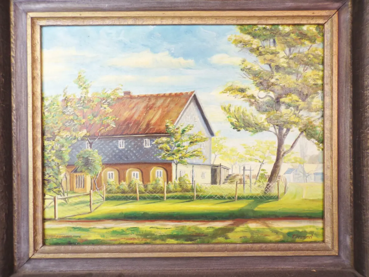 Ölgemälde Oberlausitz Umgebindehaus Fachwerkhaus Hummel  4