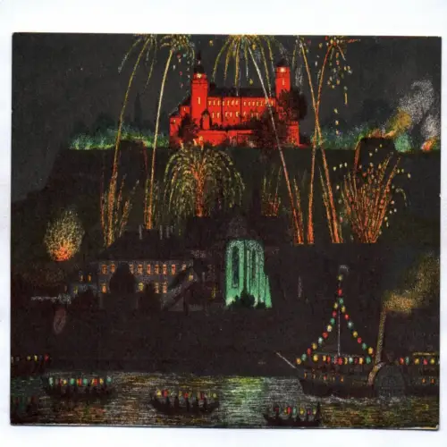 Ak Würzburg Burg Feuerwerk 1911