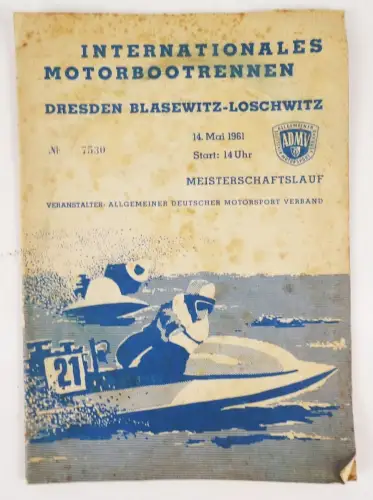 Internationales Motorbootrennen Dresden Blasewitz Loschwitz 1961 Programm