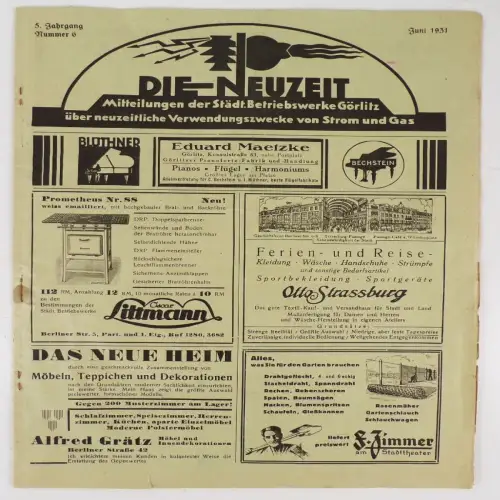 Die Neuzeit Mitteilungen der Städtische Betriebswerke Görlitz Juni 1931 Nr 6