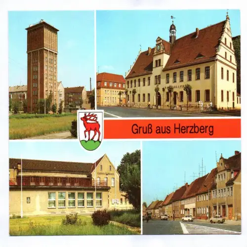 Ak Gruß aus Herzberg 1987 Wasserturm Rathaus Kreiskulturhaus