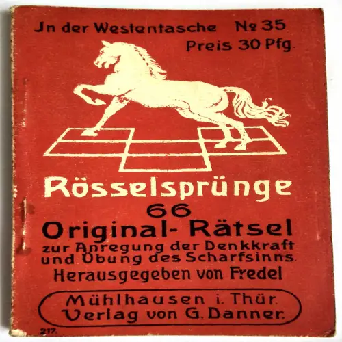 Rösselsprünge 66 Original Rätsel Nr. 35 Zur Anregung der Denkkraft