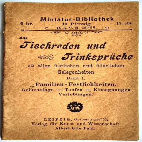 Miniatur Bibliothek 46 Tischreden und Trinksprüche