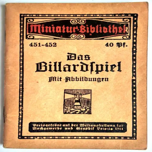 Miniatur Bibliothek 451-452 Das Billardspiel mit Abbildungen