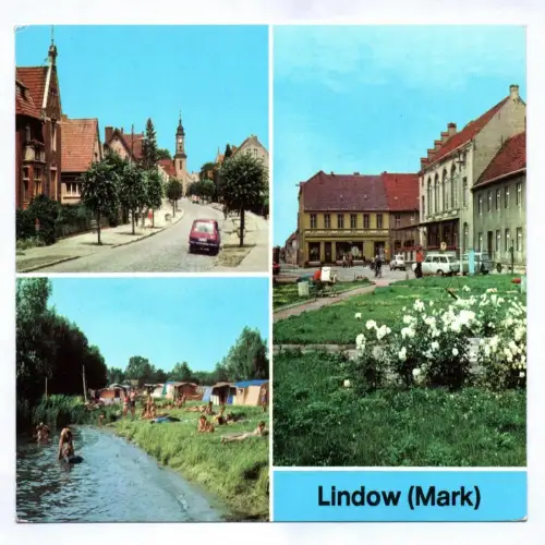 Ak Lindow Mark Kreis Neuruppin 1981 Straße der Jugend Zeltplatz am Gudelack See