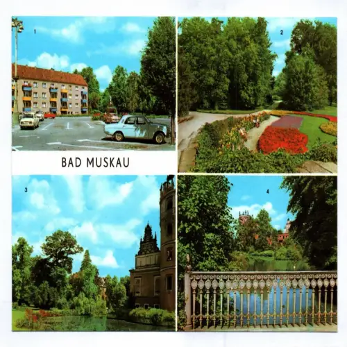 Ak Bad Muskau Platz des Friedens Blick zum Moorbad
