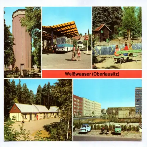 Ak Weißwasser Oberlausitz Wasserturm Busbahnhof Tierpark 1981