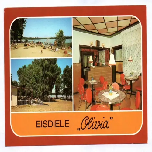 Ak Eisdiele Olivia Kallinchen Kreis Zossen Strandbad Motzener See Terrasse 1985