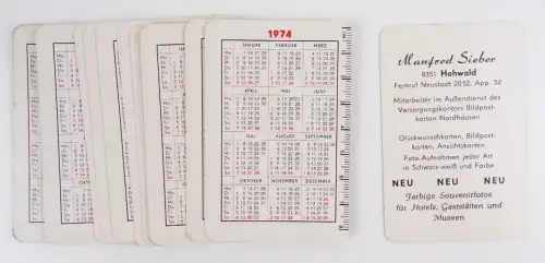 Taschenkalender 1974 Manfred Sieber Hohwald Bildpostkarten Nordhausen DDR