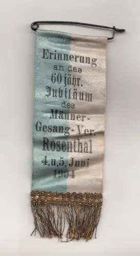 Abzeichen Erinnung 60jähriges Jubiläum Männer Gesangsverein Rosenthal 1904