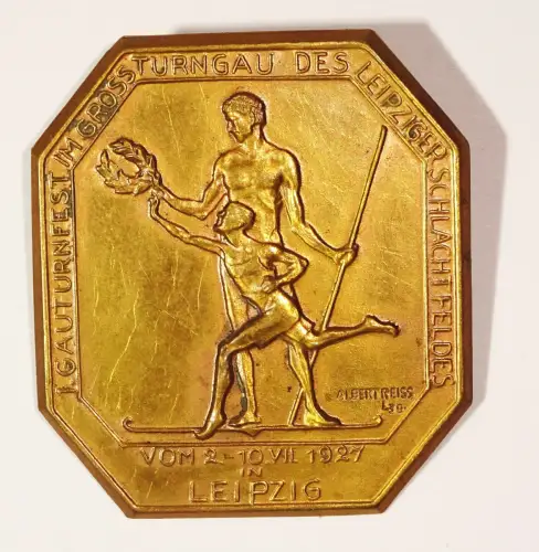 Abzeichen Gauturnfeste im Grossturngau des Leipzig Schlachtfeldes 1927 Turnfest