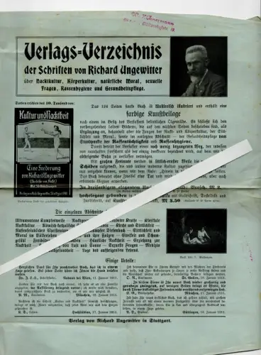 Prospekt Richard Ungewitter Verlags Verzeichnis Nacktkultur Akt Nacktheit 1920