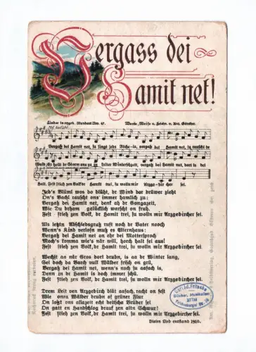 Anton Günther Lieder Ak Erzgebirge Vergass dei Hamit net! 1910