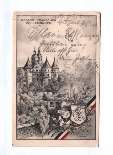 Künstler Ak Gesang Kränzchen Schleusingen 1915