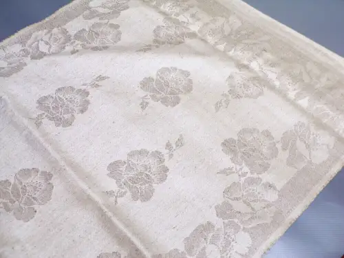 Altes Leinen Damast Geschirrtuch Küchentuch Rosen Dekor 