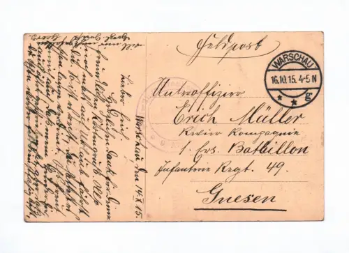 Ak Warschau Warszawa Neue Welt Nowy Zjazd Feldpost 1915