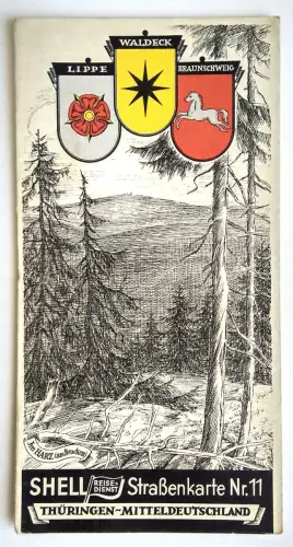 Shell Straßenkarte Nr. 11 Thüringen Mitteldeutschland 1:470000