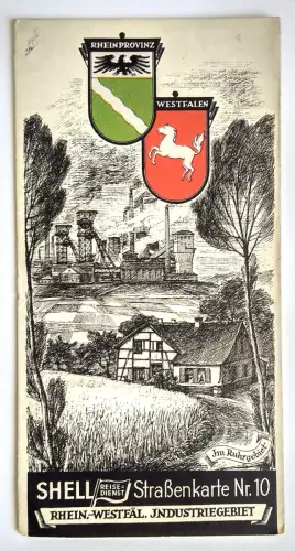 Shell Straßenkarte Nr. 10 Im Ruhrgebiet Rheinprovinz Westfalen 1:470000