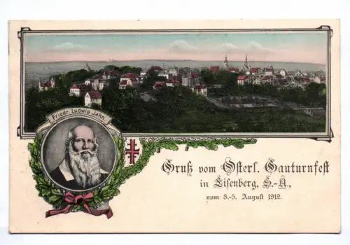 Litho Ak Eisenberg Gauturnfest 1912 Ludwig Jahn  koloriert