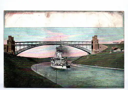 Ak Hohenbrücke Levensau 1911 Kiel Kriegsschiff