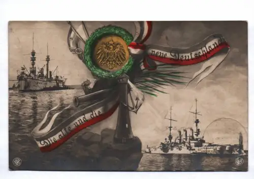 Ak Die alte und die neue Deutschland Kriegsschiff Marine 1911