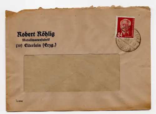 Firmen Brief 1950 Metallwarenfabrik Röhlig Elterlein Erzgebirge