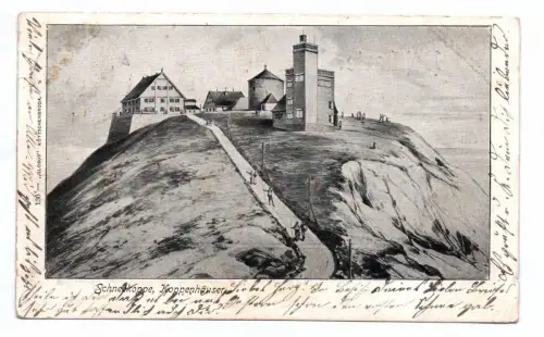 Ak Schneekoppe Koppenhäuser Wanderer Riesengebirge 1903
