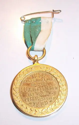 Abzeichen 50jähriges Bestehen Männergesangsverein Zephy Dresden 1909 