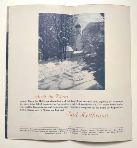 Jodbad Heilbrunn Oberbayern alter Reiseprospekt 1953
