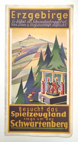 Erzgebirge Besucht das Spielzeugland Schwartenberg alter Reiseprospekt